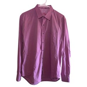 Robert Graham Purple Tailored Fit Mens Button Down Dress Shirt SZ Large